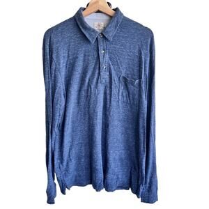 Faherty Long Sleeve Heathered Blue Polo Shirt size Large